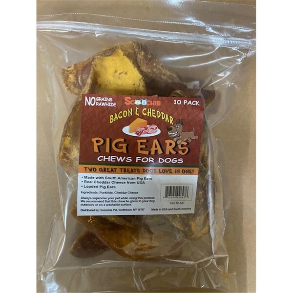 Scoochie Pet Bacon Cheddar Loaded Pegable Pig Ears Chew 10PK 647 - main